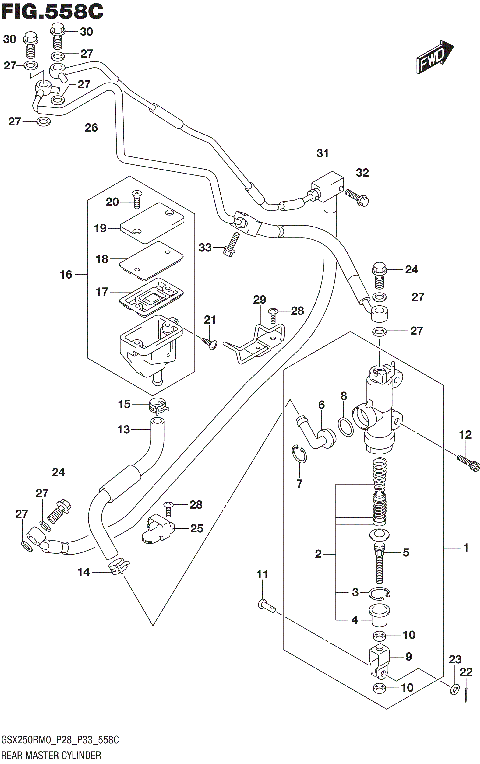 REAR MASTER CYLINDER (GSX250RAM0 P33)