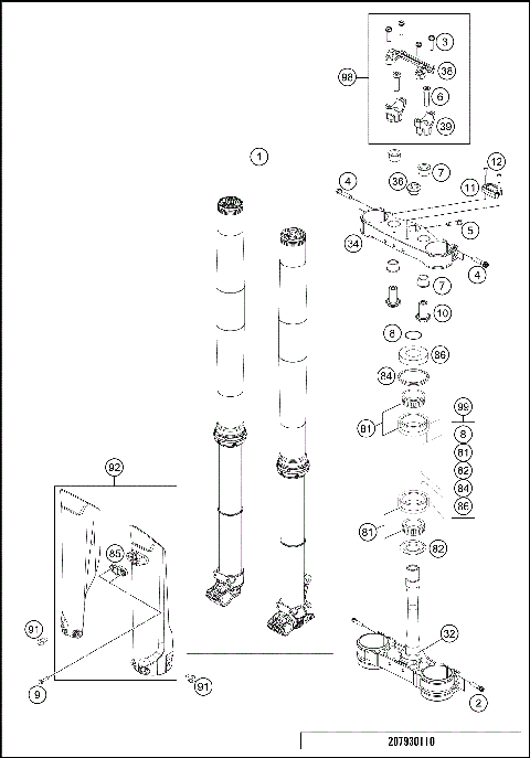FRONT FORK, TRIPLE CLAMP