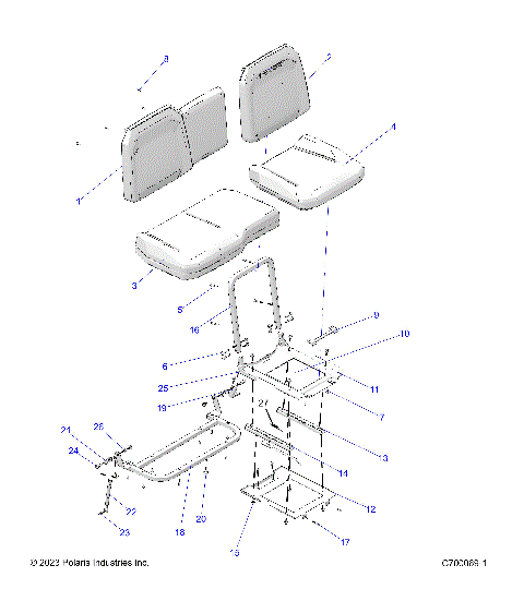 BODY, SEAT ASM. AND SLIDER - R23RRE99AJ/BJ/AK/BK/AX/BX/A9/B9 (C700069-1)