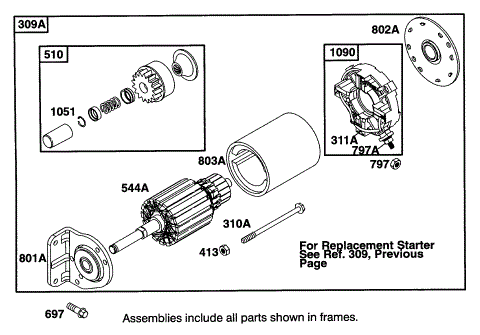 REPLACEMENT STARTER MOTOR ASSEMBLY