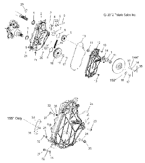 DRIVE TRAIN, CHAINCASE - S12CK6/CM6 ALL OPTIONS (49SNOWCHAINCASE12600RMK)