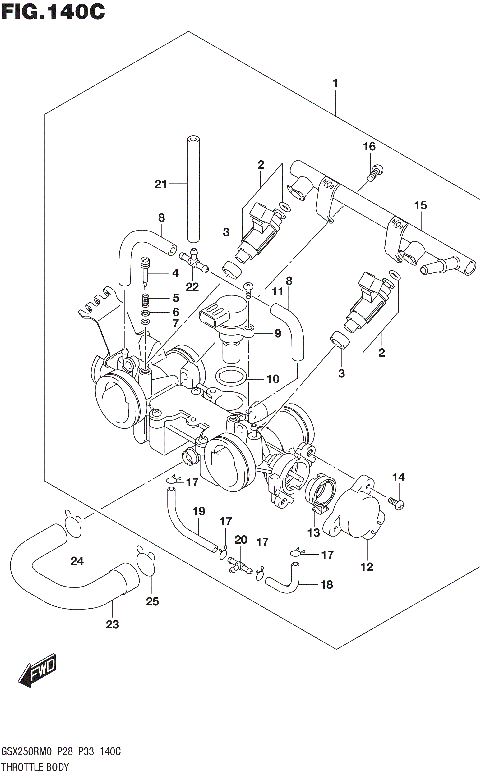 THROTTLE BODY (GSX250RAM0 P33)