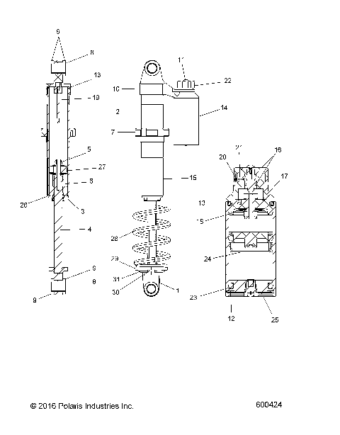 SUSPENSION, SHOCK, REAR TRACK - S17DDJ8 ALL OPTIONS (600424)