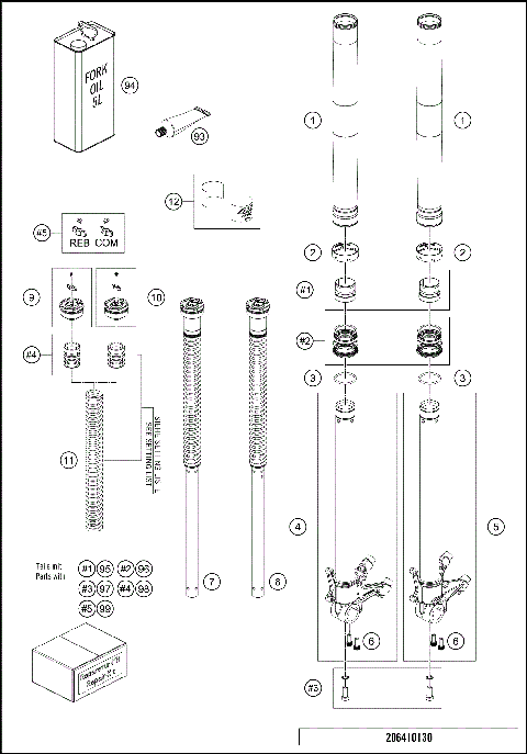 FRONT FORK DISASSEMBLED