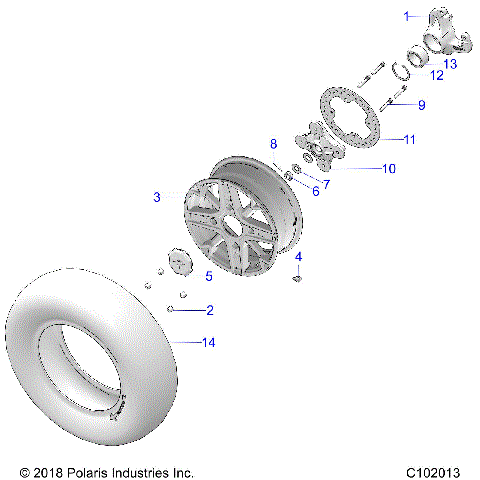 WHEELS, FRONT and HUB - A20SXE85AF/AP/A9/CAF/CAP/CA9/V85AP/CAP (C102013)