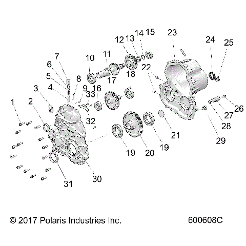 DRIVE TRAIN, GEARCASE ASM 1 - S21FJB8/FJE8/FJP8 ALL OPTIONS (600608C)