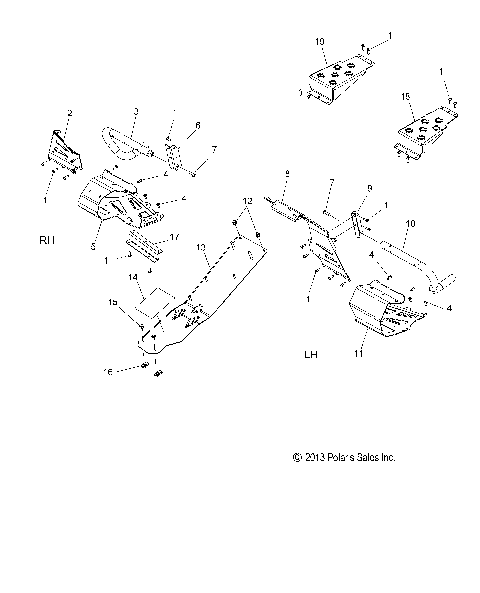 CHASSIS, CLUTCH GUARD and FOOTRESTS - S16CJ5BSL/BEL (49SNOWCLUTCHGUARD15550)