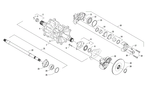 DRIVE TRAIN SHAFTS AND BRAKE ASSEMBLIES