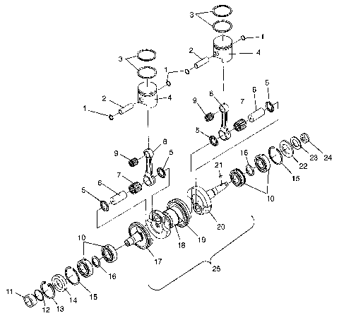 CRANKSHAFT & PISTON SL 700 B964066 and Intl. SL 700 I964066 (4935633563C004)