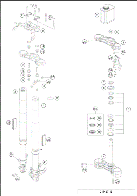 FRONT FORK, TRIPLE CLAMP