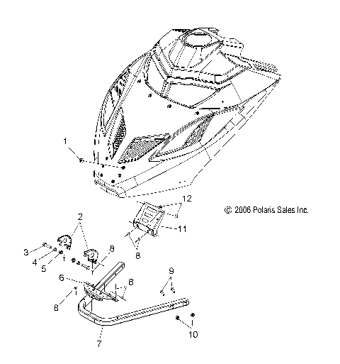 BODY, HOOD MOUNTING and FRONT BUMPER - S12MX6JSA/JEA (49SNOWHOODMTG07440IQ)