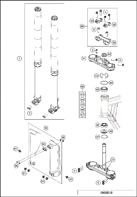 FRONT FORK, TRIPLE CLAMP