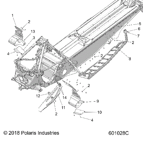 CHASSIS, CLUTCH GUARD, FOOTRESTS, AND RUNNINGBOARDS - S19ELS8R ALL OPTIONS (601028C)