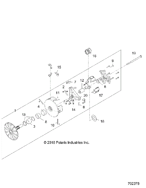 DRIVE TRAIN, PRIMARY CLUTCH - Z18VEL92BK/BR/LK (702378)