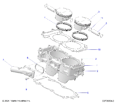 ENGINE, CYLINDER AND PISTON