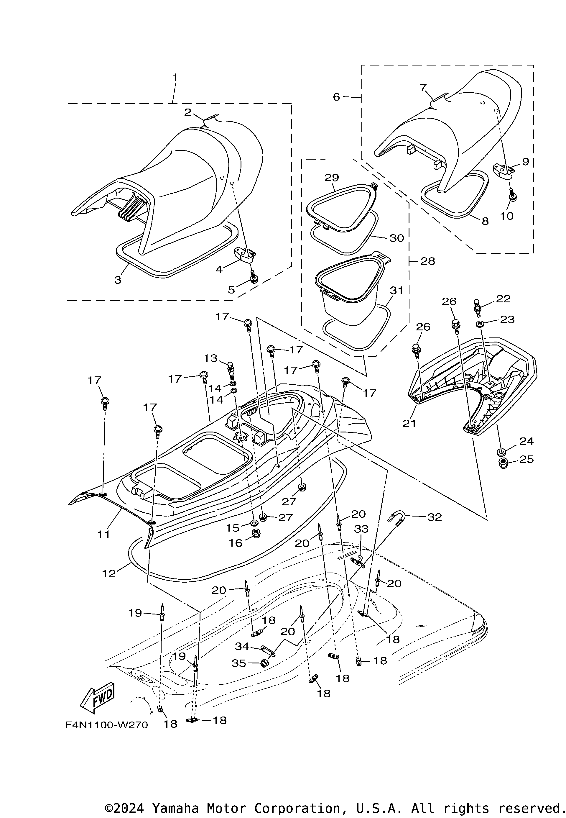 ss様 Kawasaki Jet Ski 2003 OEM Parts Diagram for Hull Front
