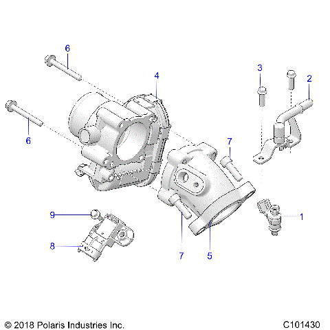 ENGINE, THROTTLE BODY and FUEL RAIL - A19SES57F1/F2/SET57F1 (C101430)