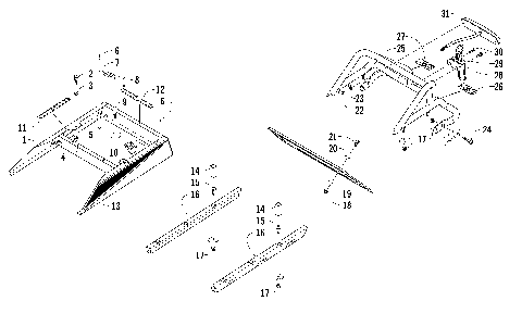 REAR BUMPER, RACK RAIL, SNOWFLAP, AND TAILLIGHT ASSEMBLY [97515]