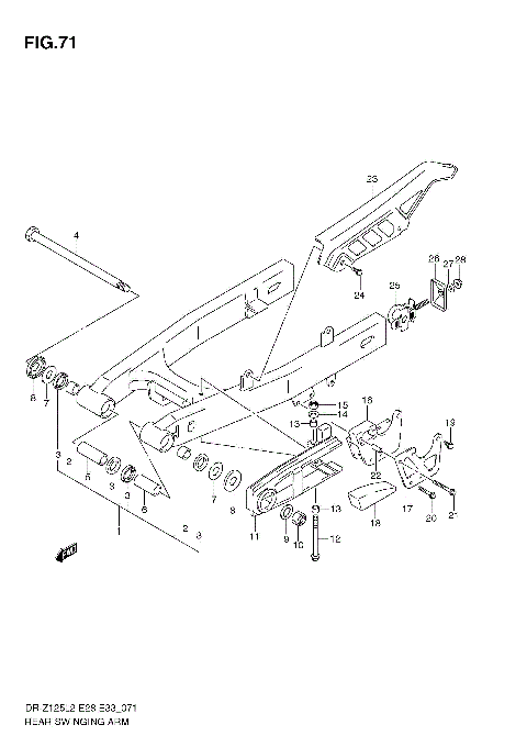 REAR SWINGING ARM (DR-Z125 E33)