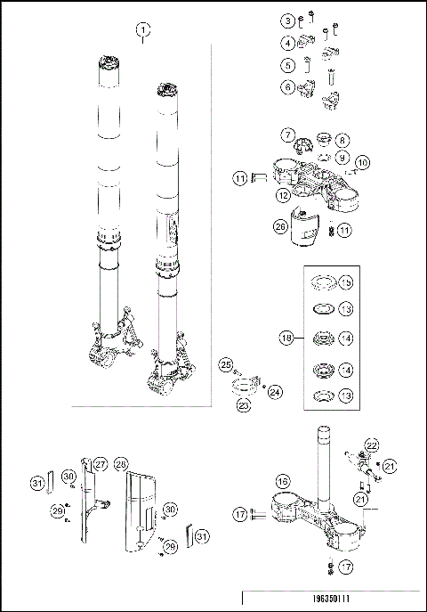 FRONT FORK, TRIPLE CLAMP