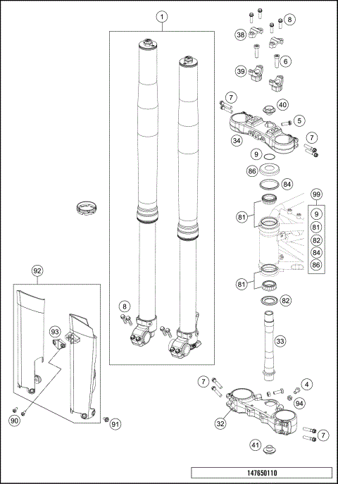 FRONT FORK, TRIPLE CLAMP