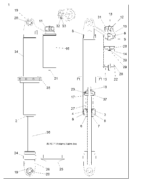 SUSPENSION, FRONT SHOCK (7043777) - R12XT87AA/9EAS (49RGRSHOCKFRT7043777)