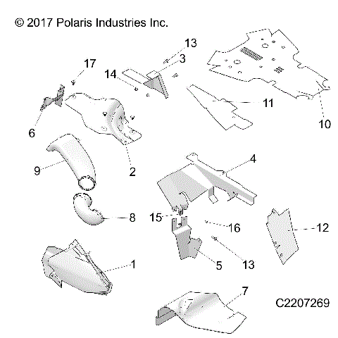BODY PANELS, THERMAL SHIELDS - A-17-01-D/E Applies to 2015-2016 Sportsman 1000 1-UP Models AFTER Safety Recall A-17-01-D/E has been completed where applicable.  (C2207269)