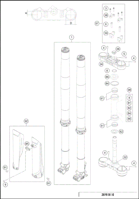 FRONT FORK, TRIPLE CLAMP