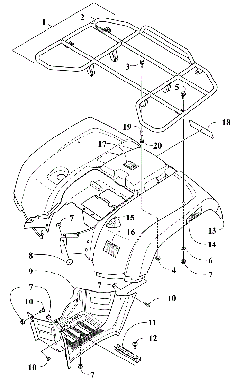 REAR RACK, BODY PANEL, AND FOOTWELL ASSEMBLIES [302136]