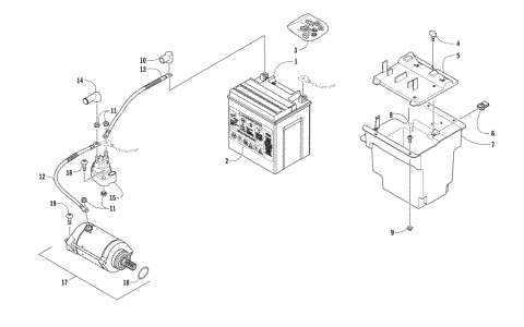 BATTERY AND STARTER MOTOR ASSEMBLY 