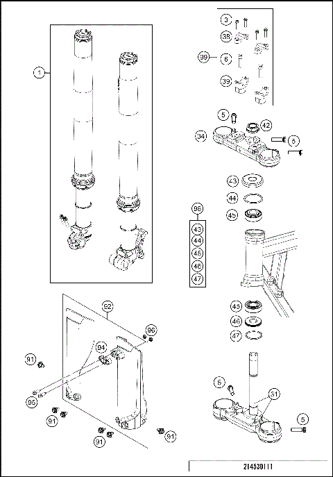 FRONT FORK, TRIPLE CLAMP
