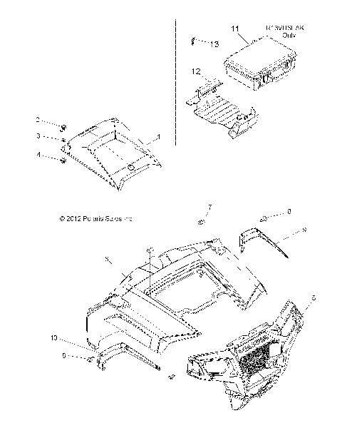 BODY, HOOD and FRONT BODY WORK - R13VH57AD/6EAK (49RGRHOOD13RZR600)
