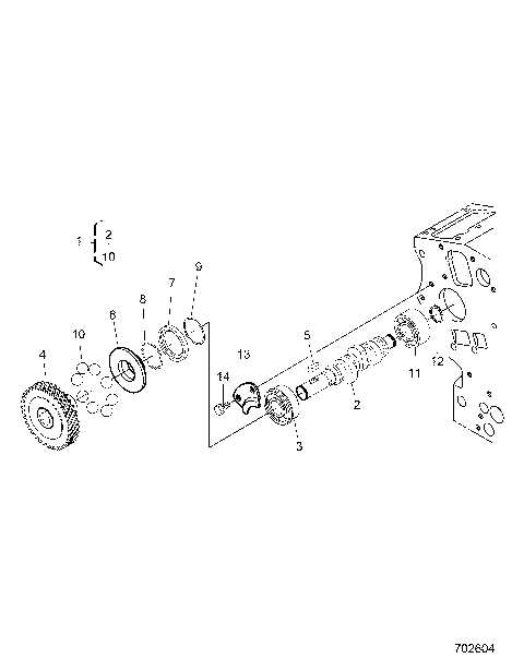 ENGINE, FUEL CAMSHAFT AND GOVERNOR SHAFT - D26P4ED4D4 (702604)