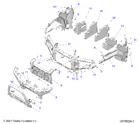 BODY, FRONT BUMPER, FASCIA, GRILLE, AND FLARES - G24GZW99A/99B (C0705224-3)