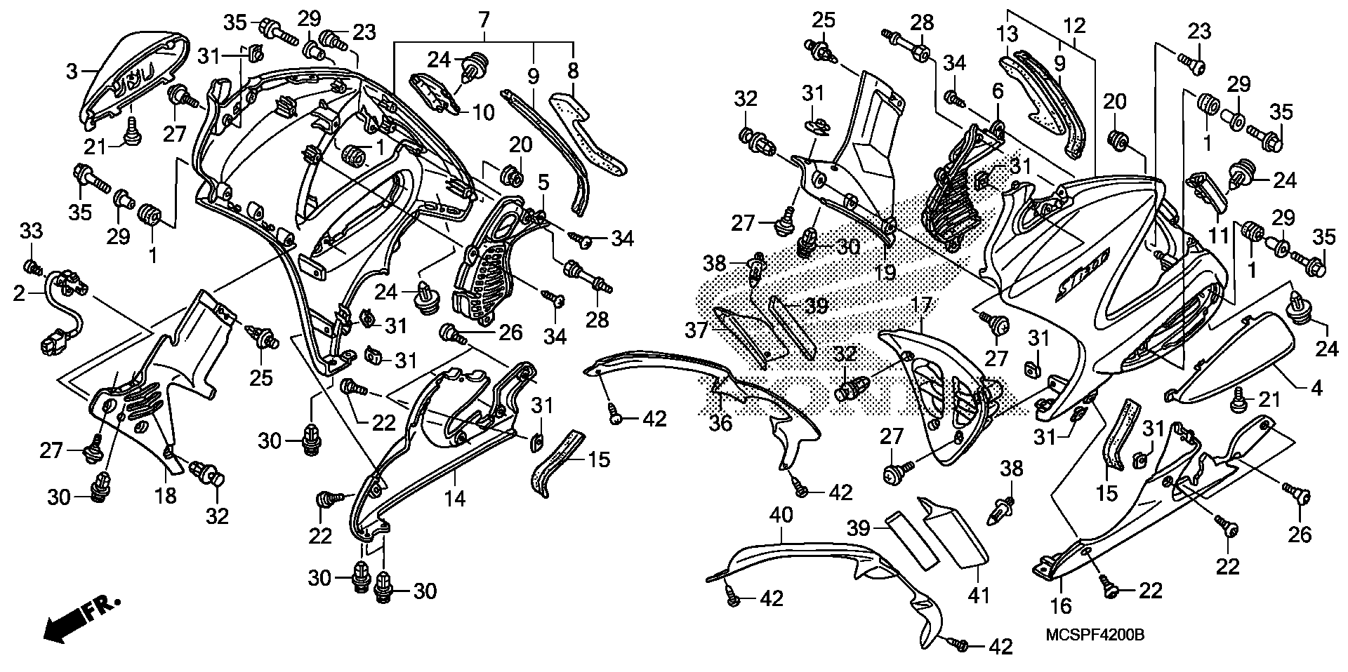 2013 Honda ST1300PA AC LOWER COWL Motorcycles Parts Finder