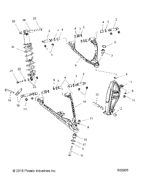 SUSPENSION, CONTROL ARMS, SPINDLE AND SHOCK MNTG. - S19EHM8PS ALL OPTIONS (600908)