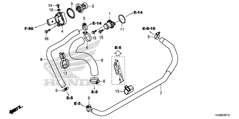 WATER HOSE@THERMOSTAT