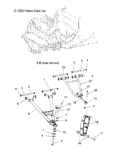 SUSPENSION, FRONT, CONTROL ARMS and SPINDLE - S12PT5BSL/BEL (49SNOWSUSPFRT09550SHIFT)