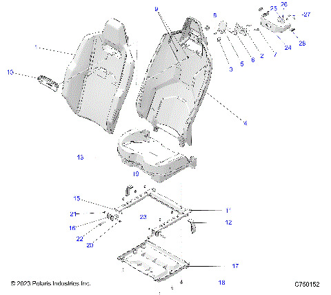 BODY, SEAT ASM, & MOUNTING, REAR - Z25R4P2KAE/BE (C750152)