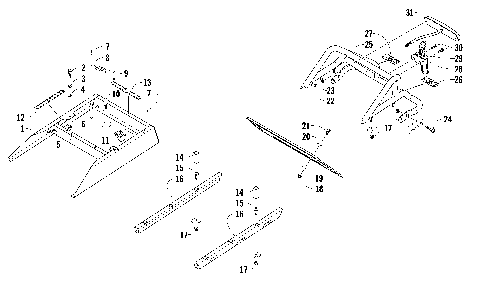 REAR BUMPER, RACK RAIL, SNOWFLAP, AND TAILLIGHT ASSEMBLY [90132]