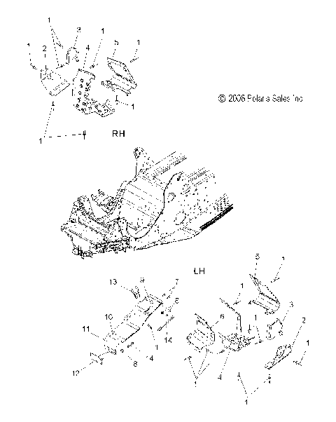 CHASSIS, FOOTRESTS and CLUTCH GUARD - S09PB5BS/BE (49SNOWCHASSISFRT09550SHIFT)