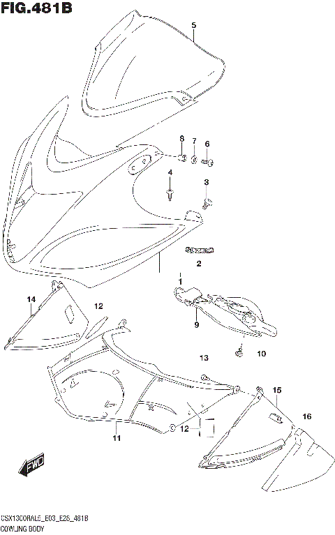COWLING BODY (GSX1300RAL5 E28)