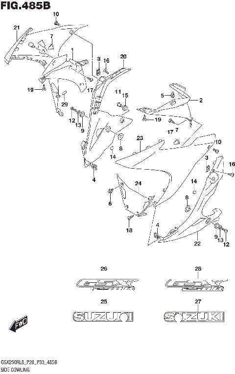 SIDE COWLING (GW250RL8 P28) (FOR QHW)