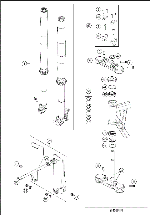 FRONT FORK, TRIPLE CLAMP
