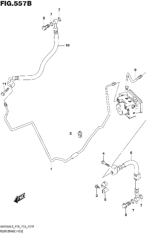 REAR BRAKE HOSE (UH200AL6 P33)