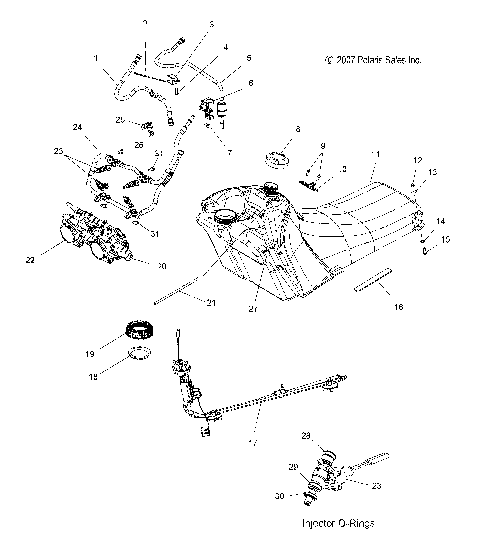 FUEL SYSTEM, FUEL TANK, RAIL, LINE and THROTTLE BODY - S08PD6/PB6/PB7/PP6/PP7 ALL OPTIONS (49SNOWFUEL08600TRG)