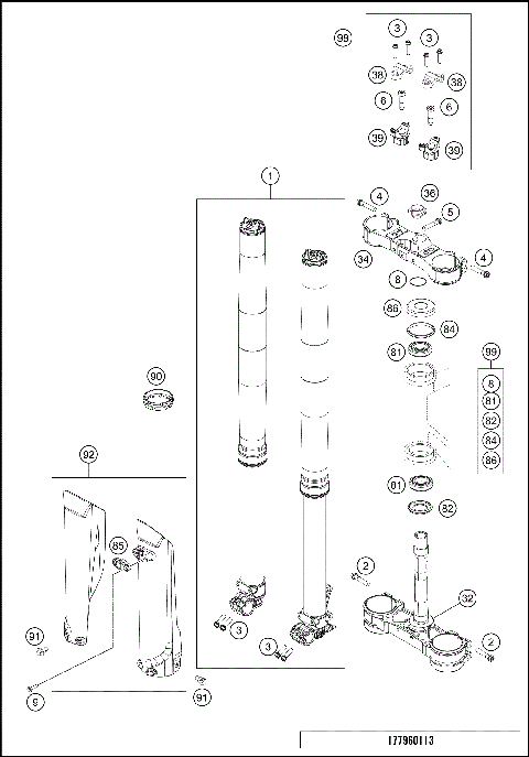 FRONT FORK, TRIPLE CLAMP