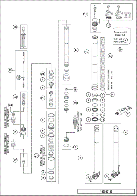 FRONT FORK DISASSEMBLED
