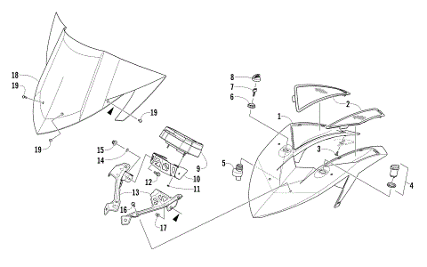 WINDSHIELD AND INSTRUMENTS ASSEMBLIES