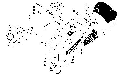HOOD, HEADLIGHT, AND WINDSHIELD ASSEMBLY [94414]